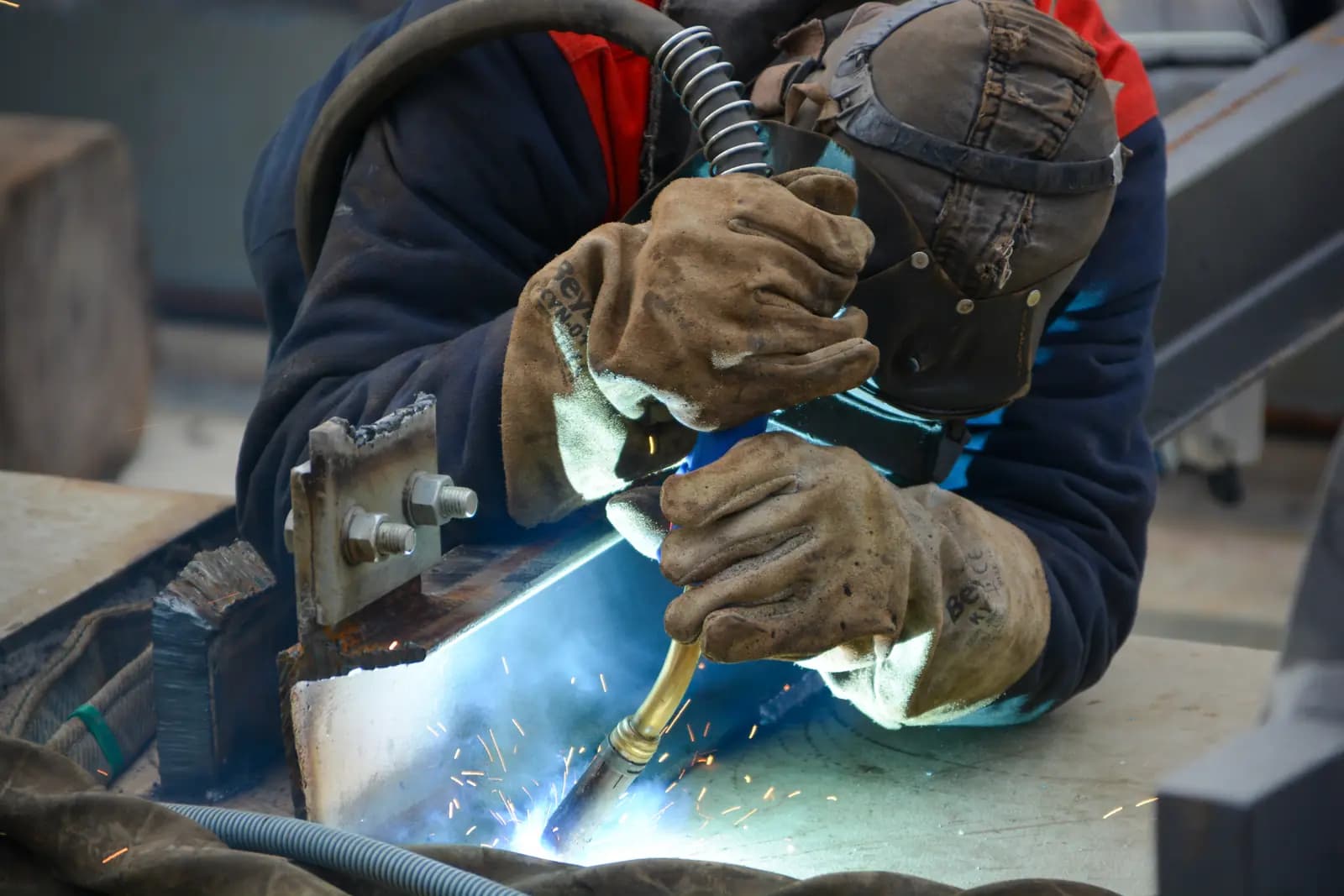 Welding a steel frame