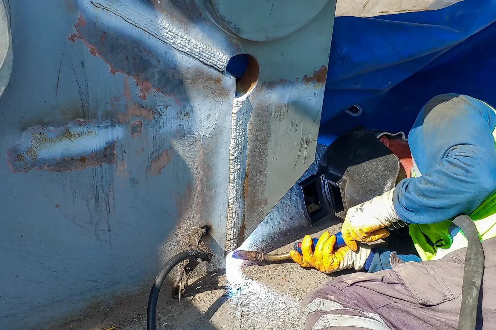 Welding a steel frame