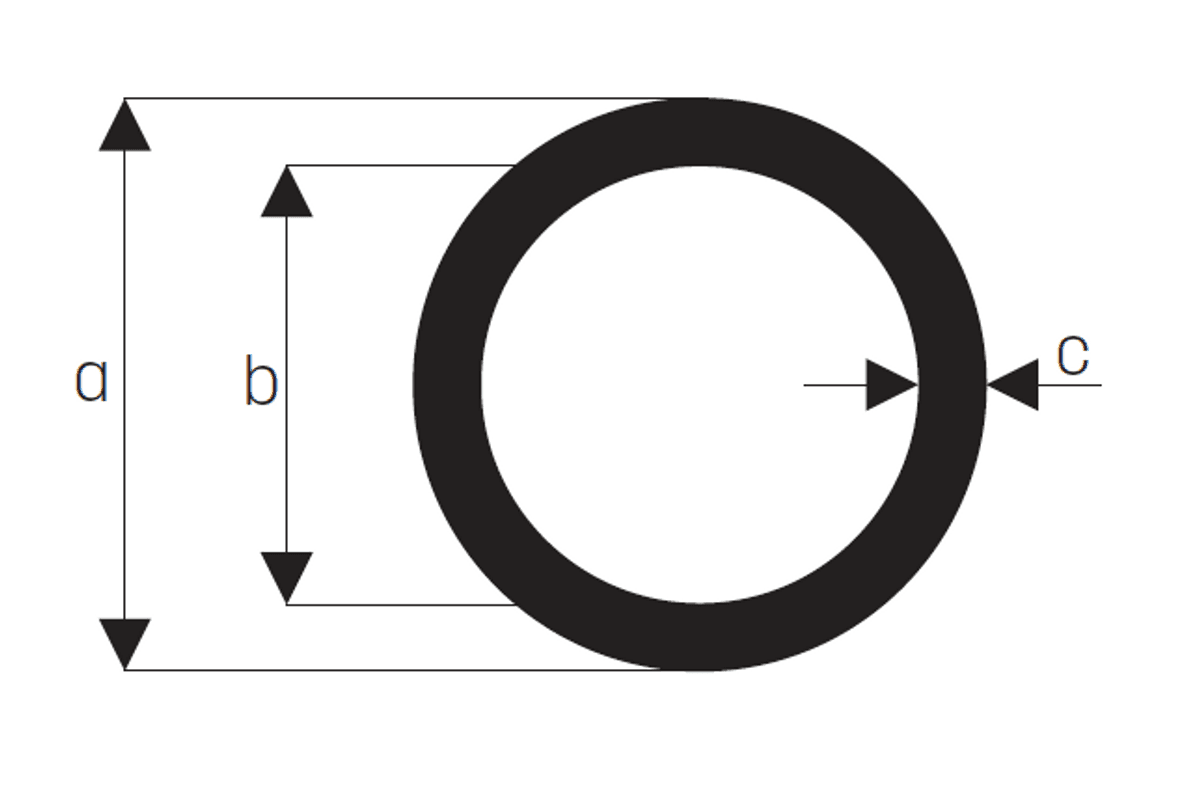 Aluminium Round Tube profile section diagram