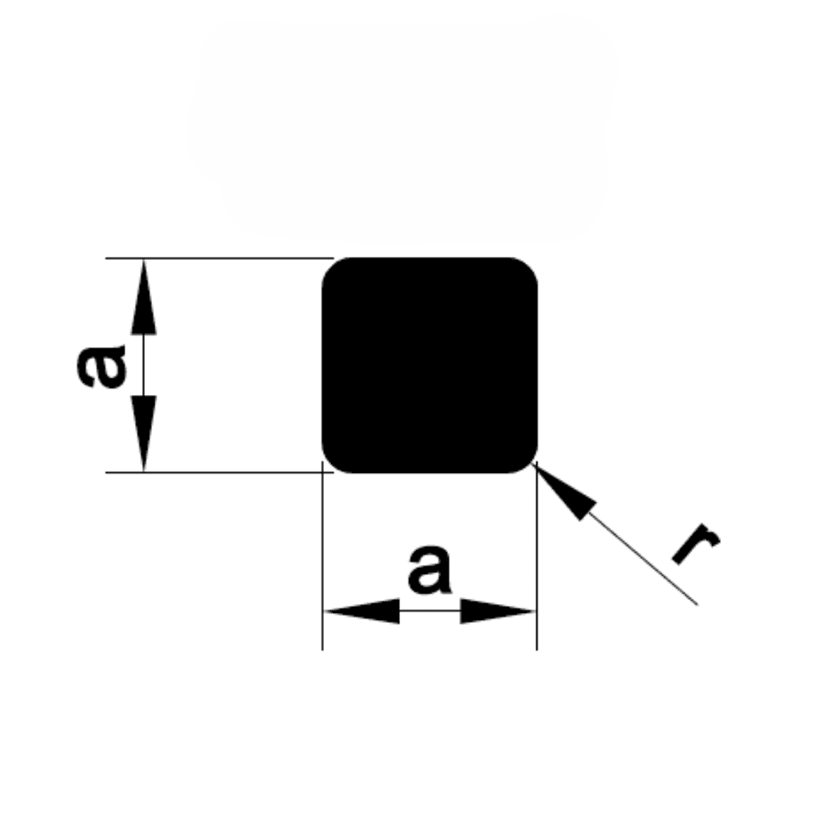 Aluminium Square Bar profile section diagram