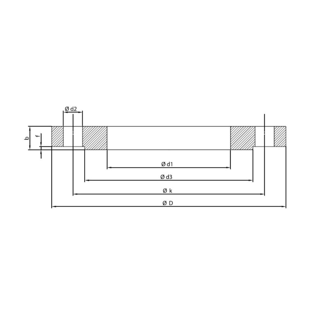 Steel Flat Flange dimensional drawing