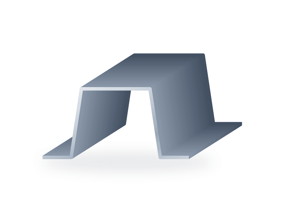 Roll-formed steel Omega (hat) profile