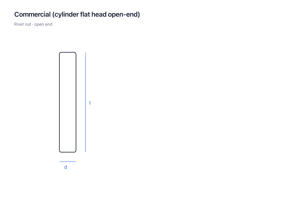 Steel rivet nut dimensional diagram