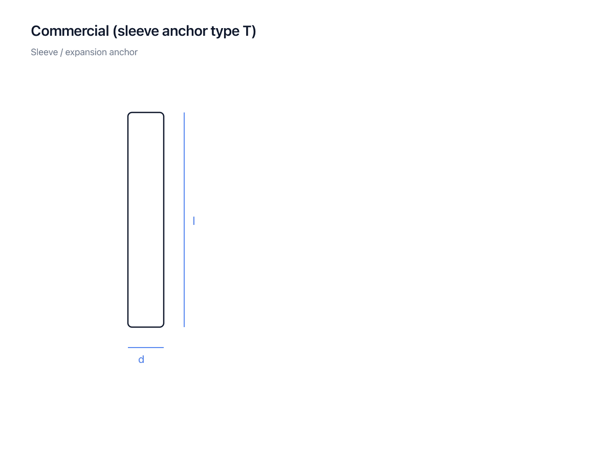 Steel sleeve anchor type T dimensional diagram